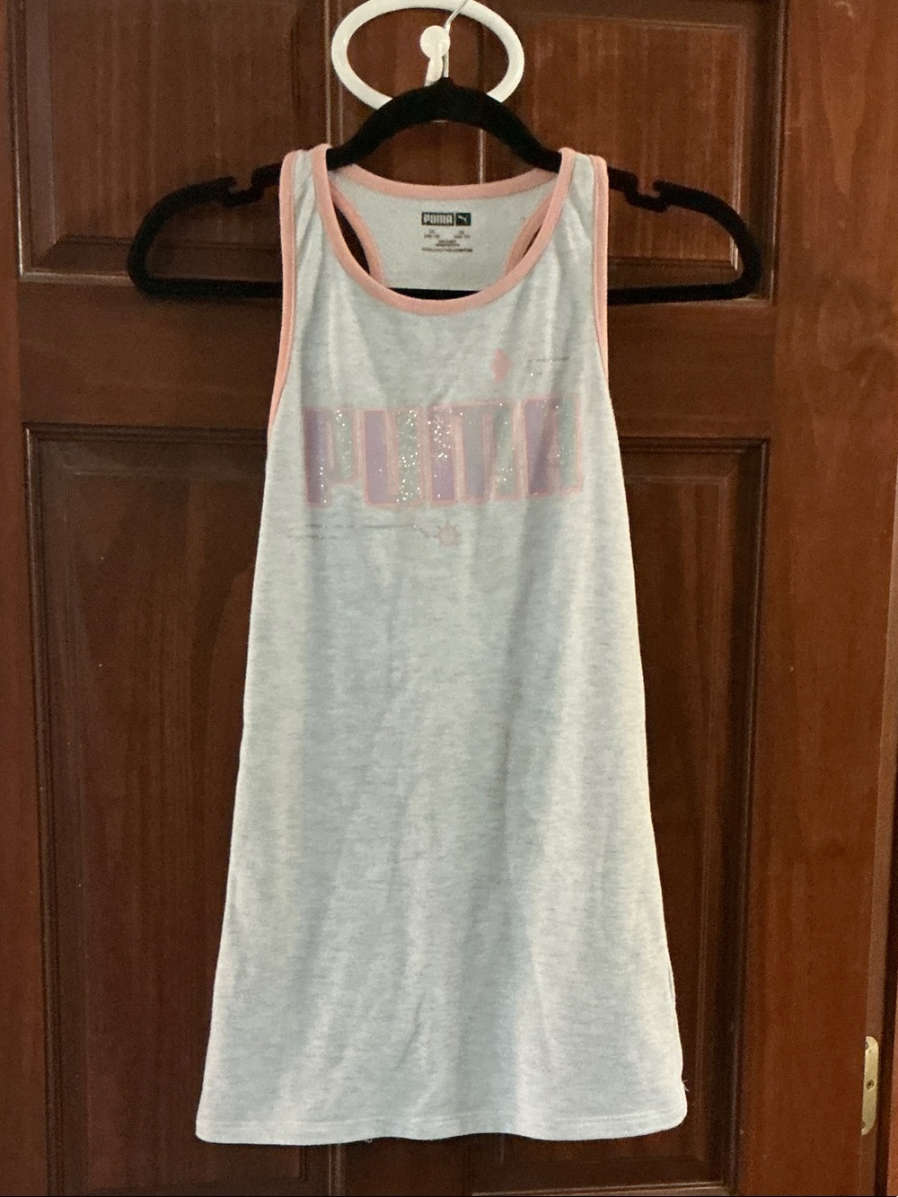 Puma Heather Gray Tank Dress with Pink Trim